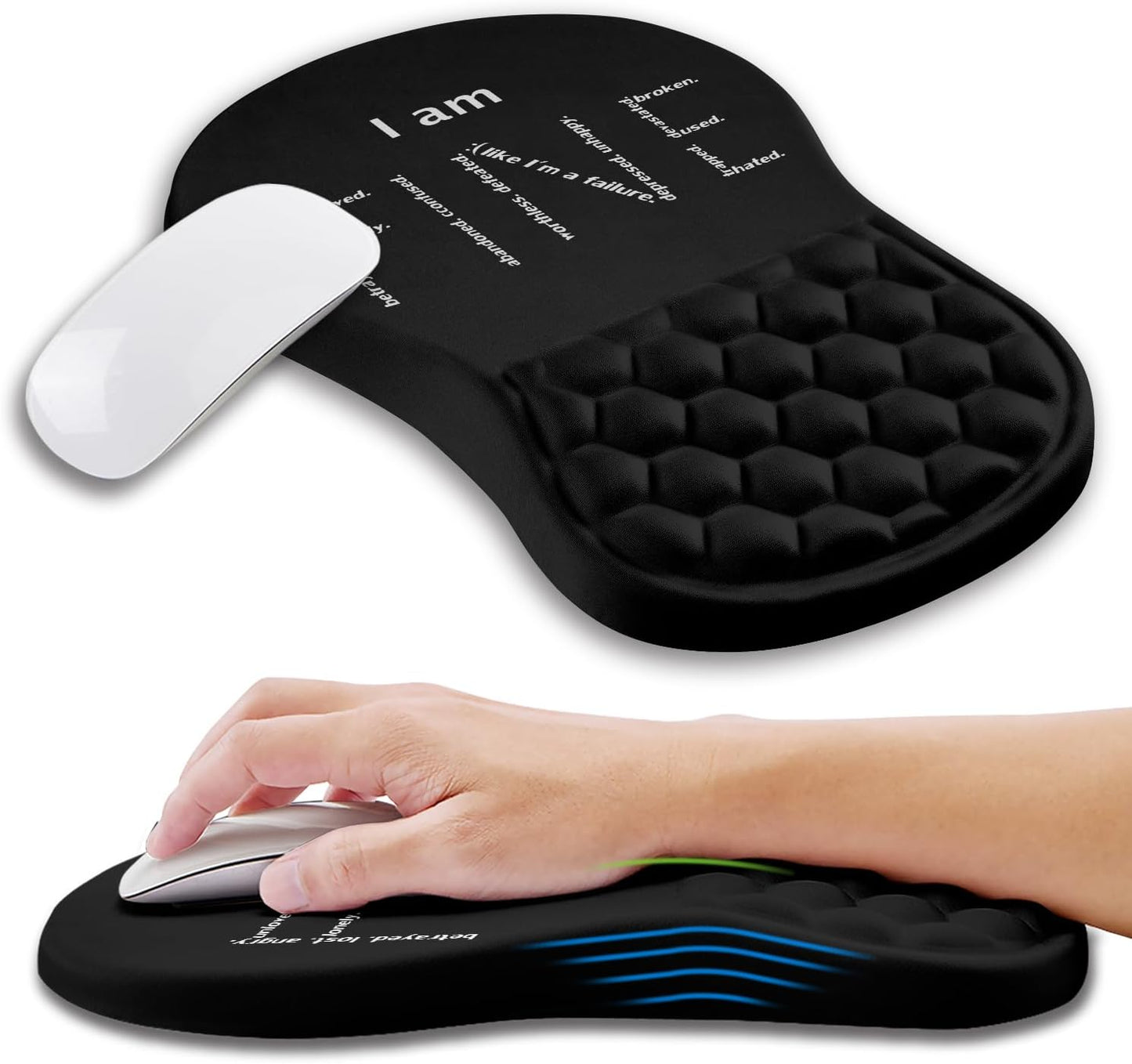 Ergonomic Mouse Pad Wrist Support with Memory Foam Massage Bulge, Carpal Tunnel Pain Relief Mousepad Wrist Rest for Mouse(12x8 inch, Silver Gray Light Purple)