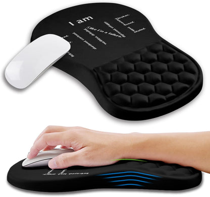 Ergonomic Mouse Pad Wrist Support with Memory Foam Massage Bulge, Carpal Tunnel Pain Relief Mousepad Wrist Rest for Mouse(12x8 inch, Silver Gray Light Purple)