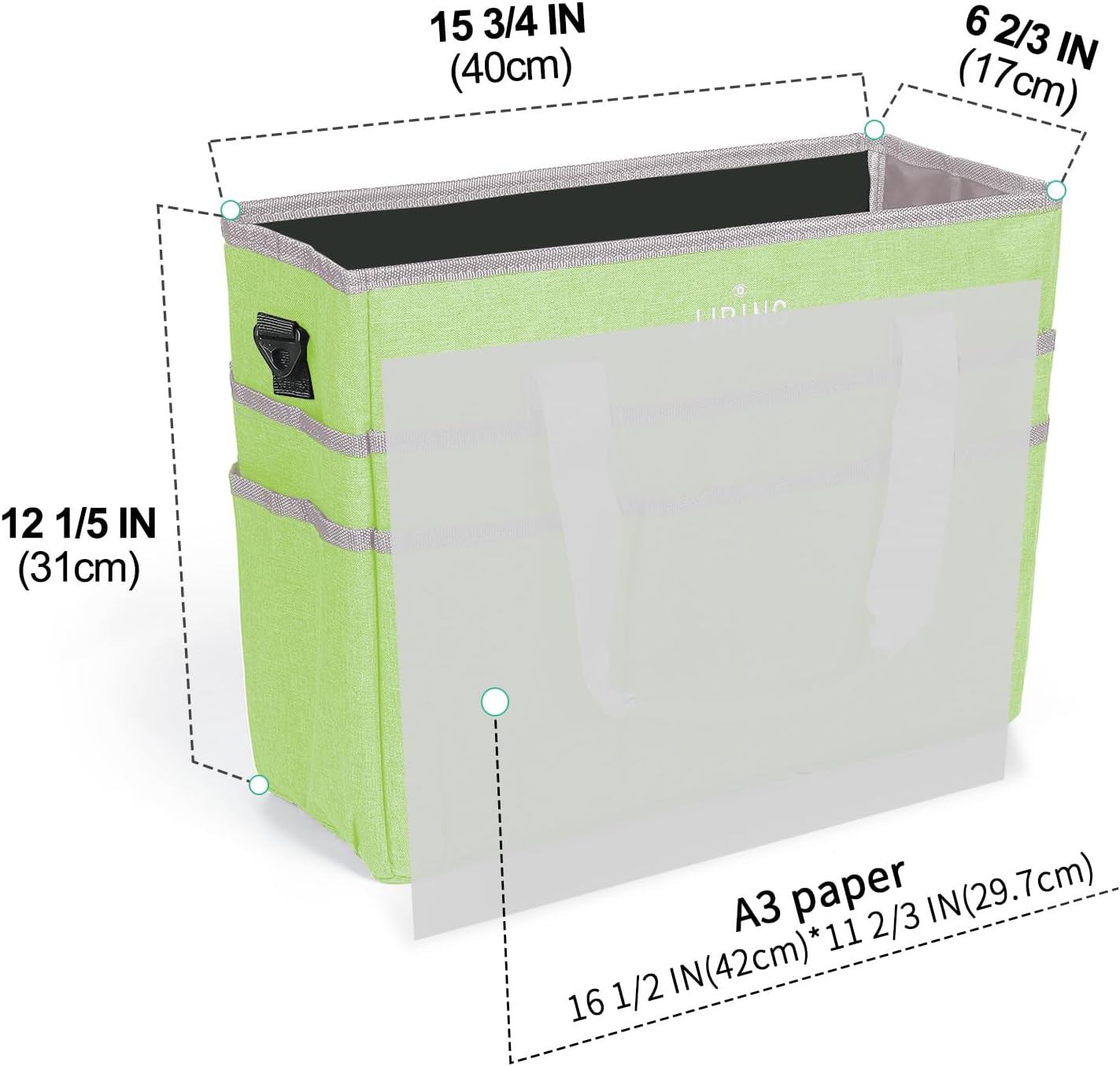 JJRING Craft Organizer Tote Bag for Art Storage, Caddy with Multiple Pockets, Bluish Green Sewing Bag for Scrapbooking, School, Medical, and Office Supplies