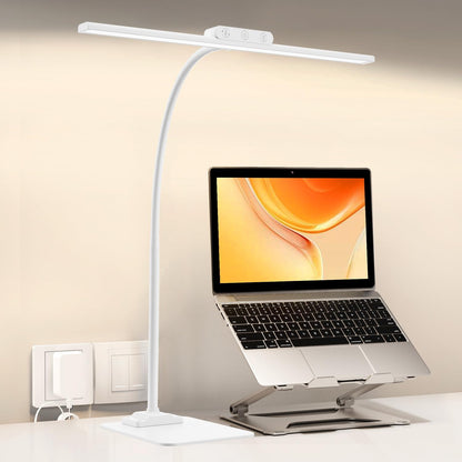 KableRika Desk Lamp Double Light: Bright Led Desk Lights for Home Office - Eye Care Reading Table Lamps with Base - Dimmable Desktop Lighting for Computer Monitor Study Drafting