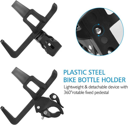 Accmor 2 Pack Bike Water Bottle Holders No Screws, Universal Bike Cup Holder, 360 Degree Rotatable Bike Water Bottle Cage, Water Bottle Holders for Kids Bike Adult Bike