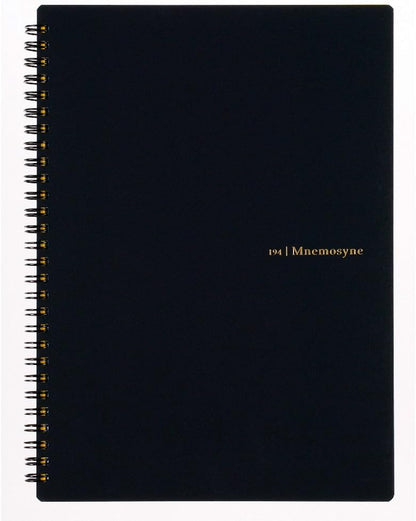 Maruman Mnemosyne Dot Grid Notebook- A5, 8.27" x 6.34", 80 Sheets / 160 Pages, 5mm Dotted Journal, Perforated Pages & Wire-Bound to Lay Flat, Black, Made in Japan