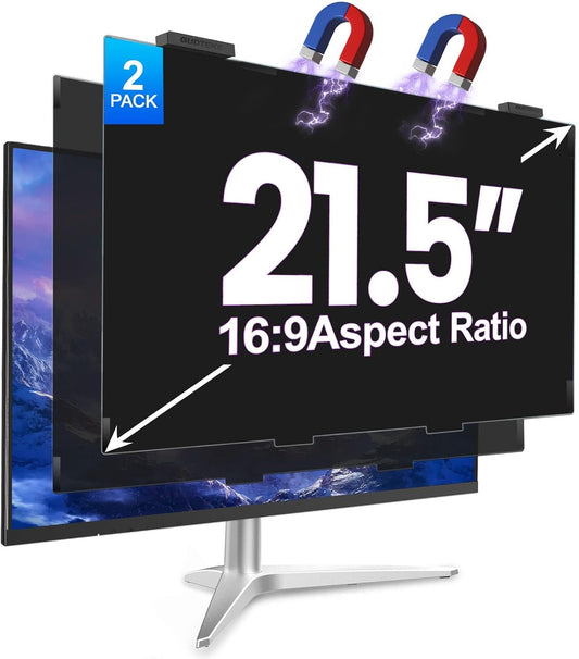 2Pack Magnetic 24 Inch Privacy Screen for Computer Monitor 16:9 Aspect Ratio, Hanging Removable Anti-Blue/Glare Protector Film, Anti Spy Desktop Security Private Filter 24in
