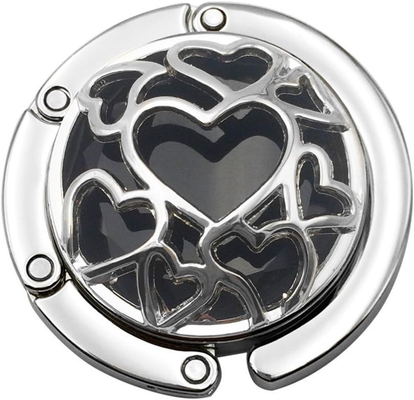 Multiple Hearts Style Premium Foldable Handbag Bag Purse Hanger Table Hook Holder (Gray)