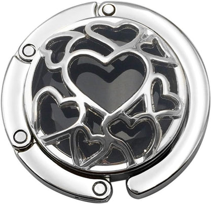 Multiple Hearts Style Premium Foldable Handbag Bag Purse Hanger Table Hook Holder (Gray)