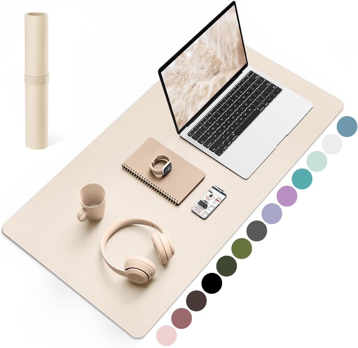 YSAGi Non-Slip Leather Desk Pad, Waterproof Laptop Computer Desk Keyboard Mat, Table Protector Blotter Mat, Large Mouse Pad for Office/Work/Home/Decor(Black, 31.5" x 15.7")