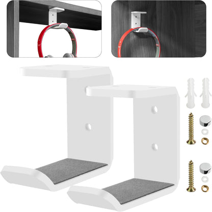Cosmos 2 Pcs Headphone Hanger Mount Under-Desk Headset Hanger Hook Earphone Holder Wall Mount Hooks with Adhesive Tape & Screw Set Compatible with PC Gaming DJ Headset, Acrylic (Solid Black)