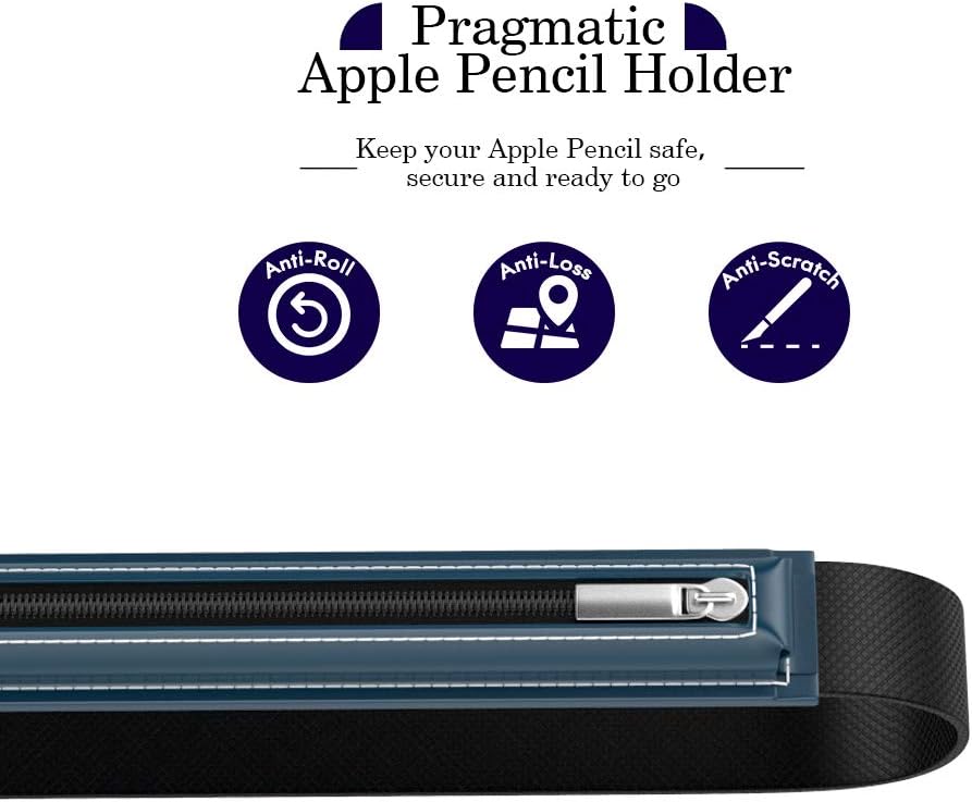 MoKo Pencil Case Fit Apple Pencil Pro, iPencil (USB-C), Apple Pencil 1st/2nd Generation, Stylus Pencil Sleeve PU Leather Zipper Pouch with Elastic Band for 9.7"-12.9" Tablet, Space Gray