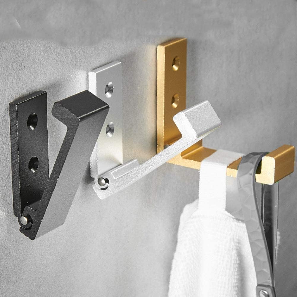 ZEYU Folding Coat Hooks, 5Pcs Wall Hooks for Hanging Coat Towel Hooks Hardware Heavy Duty Aluminum Alloy Headphone Holder No Rust Wall Mounted with Screws for Bags Fitness Equipment