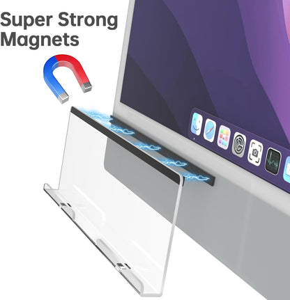 NiHome 2-Pack Magnetic Acrylic Monitor Memo Boards with Sticky Notes for Home & Office, Side and Bottom Panels with Phone Holder and Charging Holes, Transparent Organizer for Notes, To-Do Lists & More