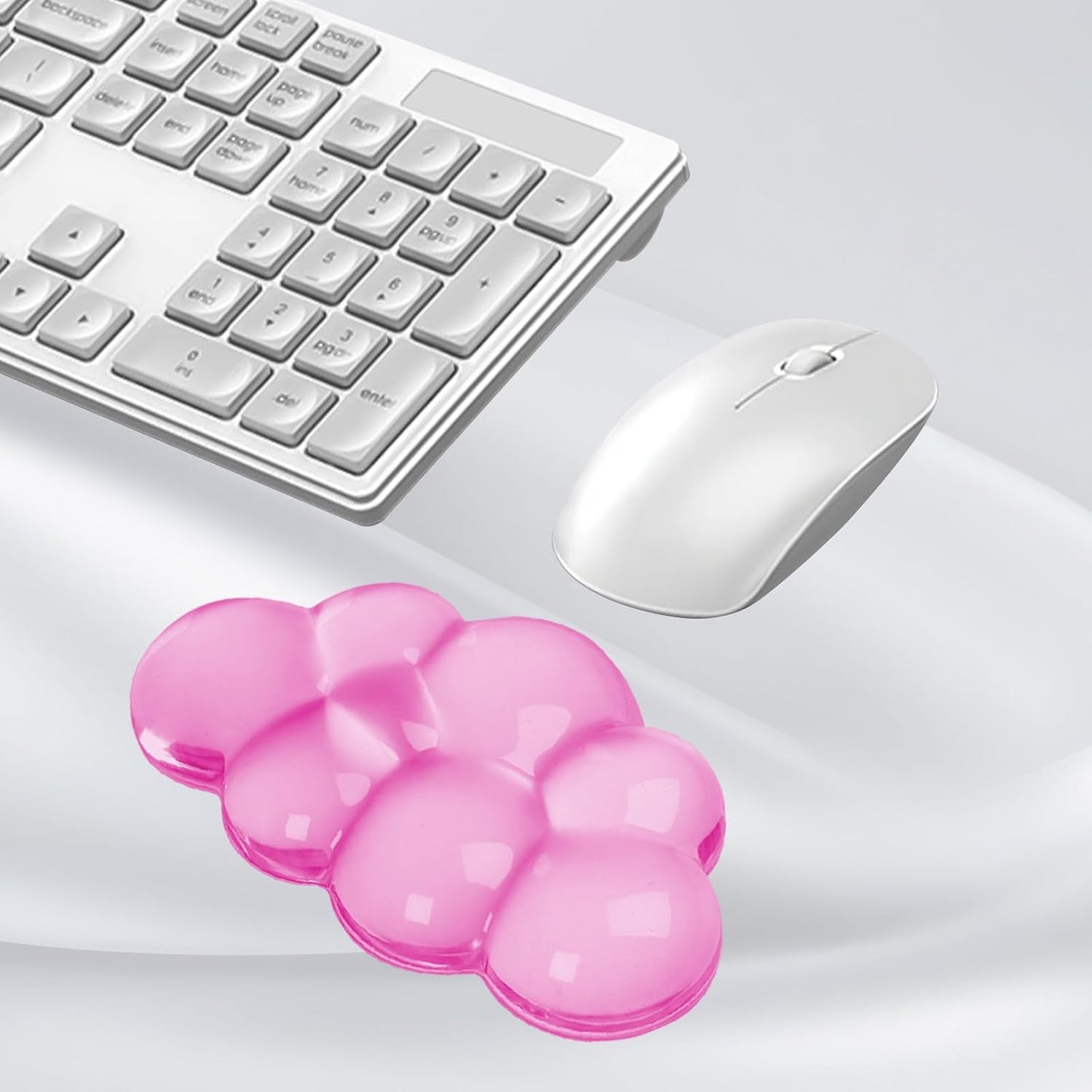 Gel Cloud Keyboard and Mouse Wrist Rest, Cute Wrist Support and Arm Support Keyboard Rest for Keyboard and Mouse Typing Pain Relief，Suitable for Office/Computer/Laptop/Gaming（White）