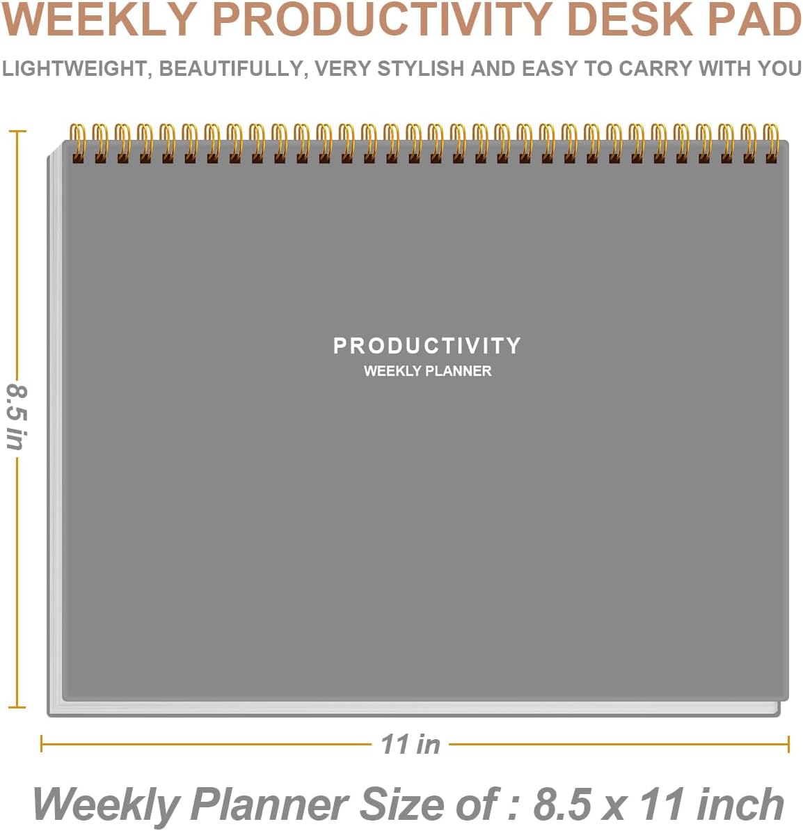 Weekly Productivity Planner - 8.5" x 11" Dashboard Desk Notepad Has 6 Focus Areas to List Tasks for Goals, Projects, Clients, Academic or Meal-Organize Your Daily Work Efficiently, 54 Weeks, Green