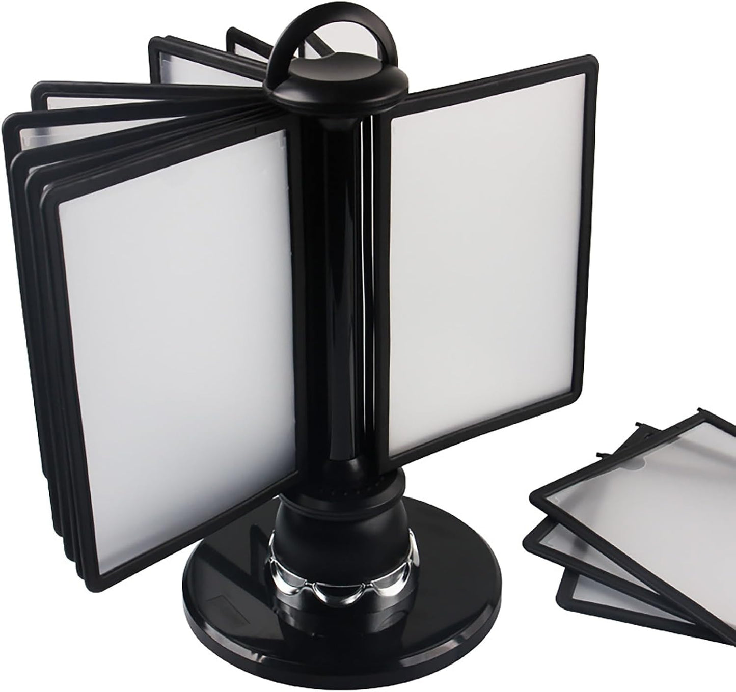 Rotating Desk Flip File Holder, 20 Panels Desktop Reference Organizer, 40 Sheet Capacity, 360° Swivel Base, A4 Catalog Display Rack for Office, Laboratory & Restaurant(4 PCS)