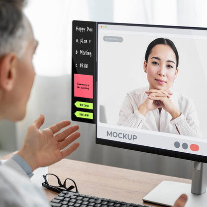 Crpich Magnetic Monitor Memo Board, Glossy Black Large 13.2 x 3.3 Inches, Detachable Side Screen to Do List Holder, Vertical Desk Organizer for Office & Gaming Setup