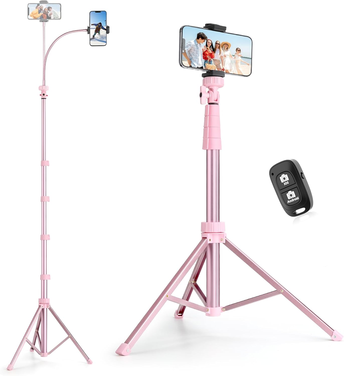 SENSYNE 62" Phone Tripod & Selfie Stick, Extendable Cell Phone Tripod Stand with Wireless Remote and Phone Holder, Compatible with iPhone Android Phone, Camera
