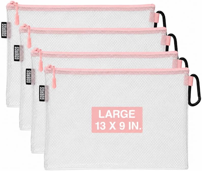GOBAGS Air Production Multi‑Size Clear Zipper Pouch (4‑Pack) – Cable Organizer & Travel Gear Bag for Electronics, Camera Accessories, Tool Pouch & Small Tech Storage