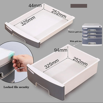 Lockable File Box - A4 Plastic Storage Drawer Cabinet, Office Document Holder, Desk Organizer for Files and Supplies, 4-7 Tier (5 Layers)