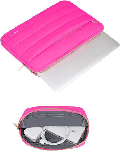 MOSISO Laptop Case 13.3 inch,13-13.3 inch Puffy Laptop Sleeve Compatible with MacBook Neo/Air 13.6 M5 M4 M3 M2 M1/Pro 13/14,HP Dell ASUS Lenovo,Polyester Horizontal Bag with Small Case, Sand
