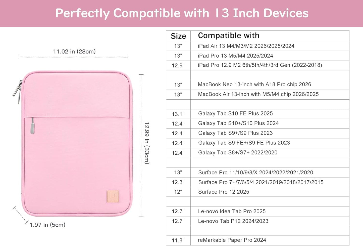 Dadanism 9-11 Inch Tablet Sleeve Padded Carrying Case for iPad (A16) 11th Gen 11", iPad 10th Gen 10.9", iPad Air M4/Pro M5 11", iPad Air 5/4, iPad 9/8/7th Gen, Galaxy Tab A11+ Plus 11", Blue