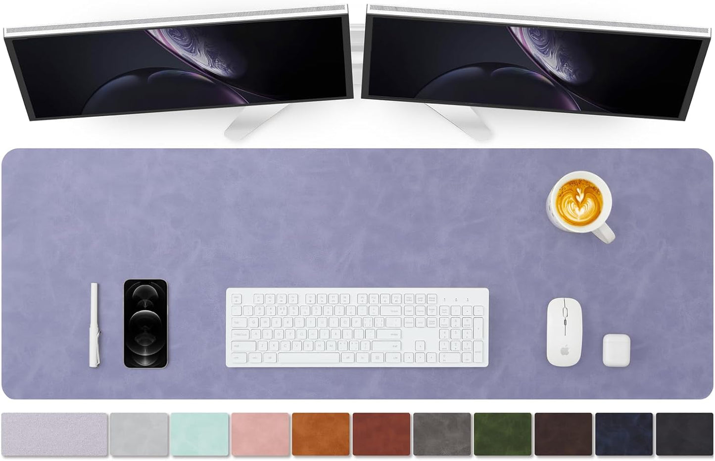 Distressed Leather Desk Mat - Non-Slip PU Desk Pad for Office and Home - Desk Organization and Accessories - Ideal for Large Mouse Pad and Desk Mats on Top of Desks(Tan,36"x 17")
