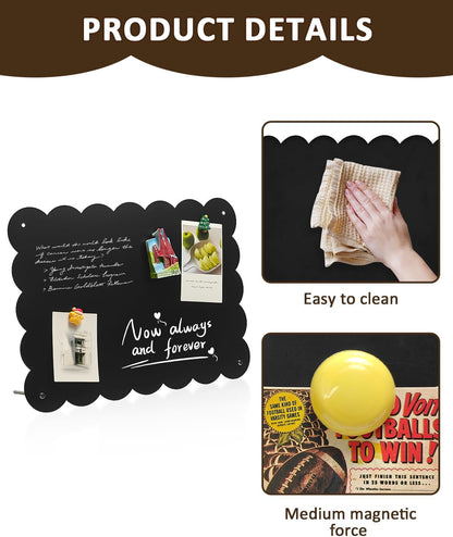 Magnet Board - Blcak, 10.2 x 14.2in, Magnetic Board for Desk and wall, Magnetic Display for Memos, Photos & Documents, Bulletin Board for Home Office School Kitchen Table Supplies(BK-HB2636-2P)