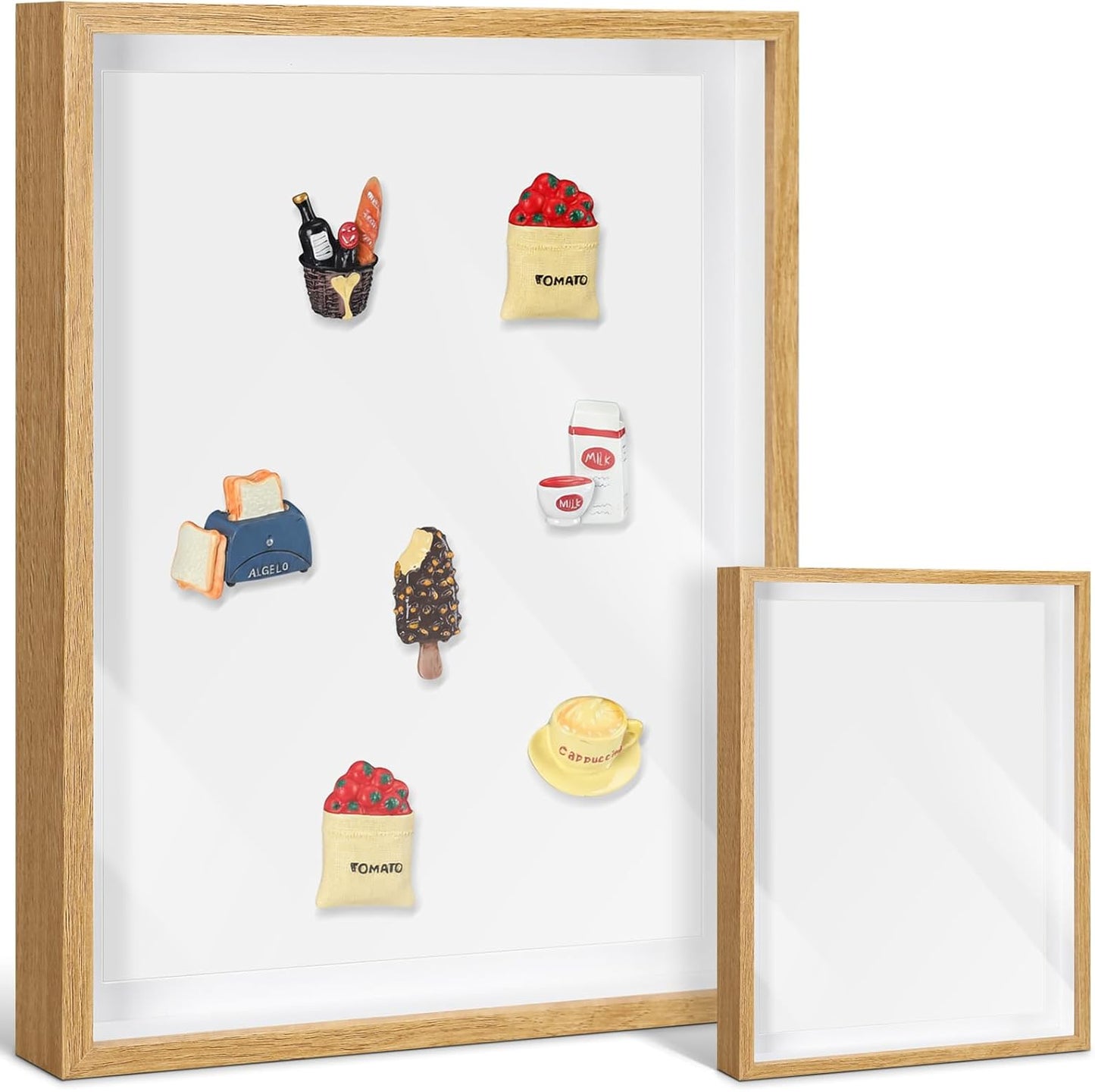 Vicenpal 1 Pcs Large Magnetic Board 16" x 12" Magnet Display Board Removable Souvenir Fridge Magnet Frames Case for Wall Dust Proof Magnetic Shadow Box for Wall Table Refrigerator (Black)