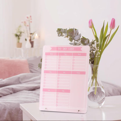Weekly Planner Dry Erase Board for Desk,10''x12'',Acrylic Desk Calendar to Do List Planner Board with Stand,Pink Dry Erase White Board for Home Office School-ZL-P-2530