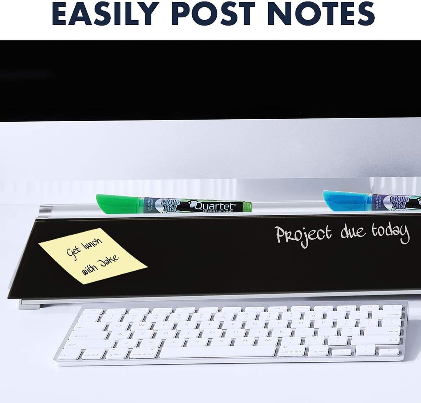 Quartet Glass Dry Erase White Board, Desktop Computer Pad for Notetaking, 18" x 6" Whiteboard, Clean Erase Surface with Storage, 1 Dry Erase Marker, White Surface (GDP186)