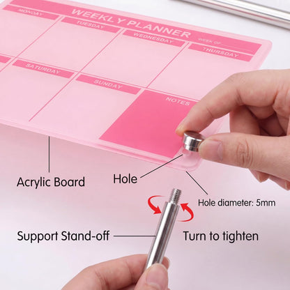 Desktop Acrylic Weekly Planner Board Acrylic Calendar Dry Erase Board with Stand to Do List Planner Boards with Daily Schedule and Markers for Family Home Office(Sage Green)