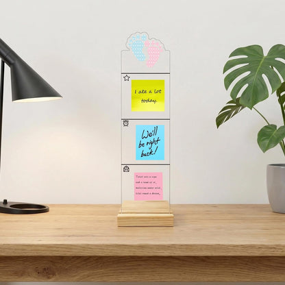 Monitor Memo Board Computer Monitor Memo Board Sticky Note Organizer Kidney Acrylic Desk Accessories Removable Wooden Base Set Sticky Notes 100 Sheets 11.8×3.1 inches
