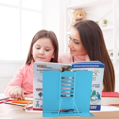 Honagu Book Stand Metal Desk Book Holder, Book Holders for Reading Hands Free, Adjustable Cookbook Documents Holder, Portable Bookstand for Music Books, Textbook, Recipe, Tablet, Ipad (Black)