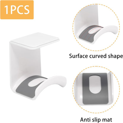 1Pcs White ABS Plastic Headphone Stand Hanger, Hanging Headset Holder Hook Under Desk, Adhesive Earphones Hangers for Desk Headphone Hanger, Most Headphones and Controller