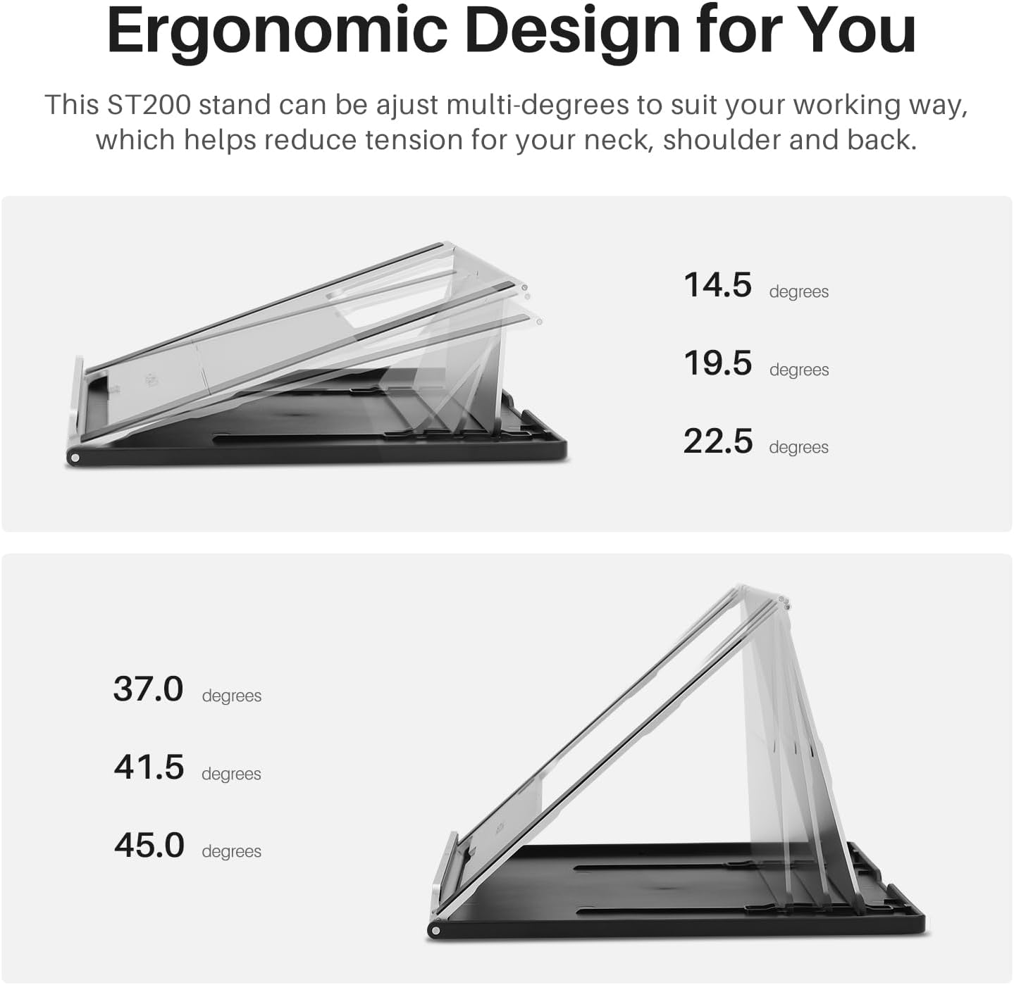 HUION Adjustable Stand Multi-Angle Portable Desk Stand for 10-15.6" Graphics Drawing Monitor Tablet Pen Display, Suitable for Kamvas Pro 12/13/16, Kamvas 12/13/16, iPad Pro, Wacom Cintiq