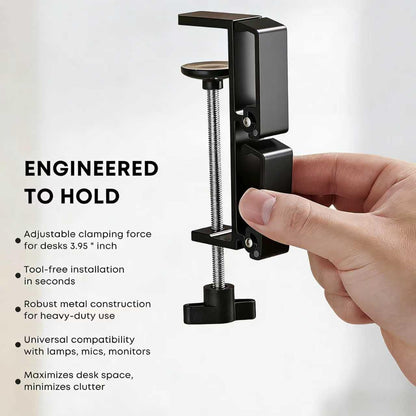 JAKO Headphone Stand for Desk, 3 Hooks Aluminum Alloy Headphone Holder (1 Foldable+2 Fixed) Space Saving Headset Stand Hook, Universal Fit PC Gaming Headsets Holder Desk Clamp for Office/Game Table