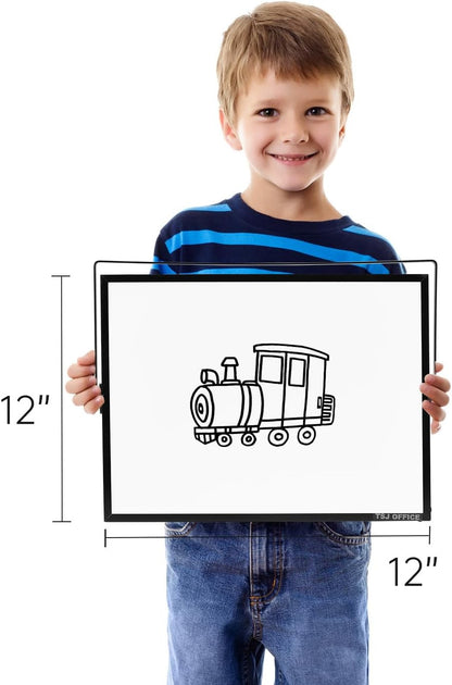 TSJ OFFICE Small White Board - 12 X 16 Inches Small Magnetic Dry Erase Board with Hooks for Wall, Desktop Whiteboard Stand 360 Degrees Revolving Double Sided for Office, Home, School, Silver