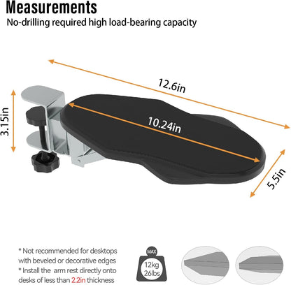 Ergonomic Arm/Elbow Rest for Desk - Foldable Rotatable Elbow Support for Computer Desk, Office & Gaming Comfort (Foldable Rotating Black)