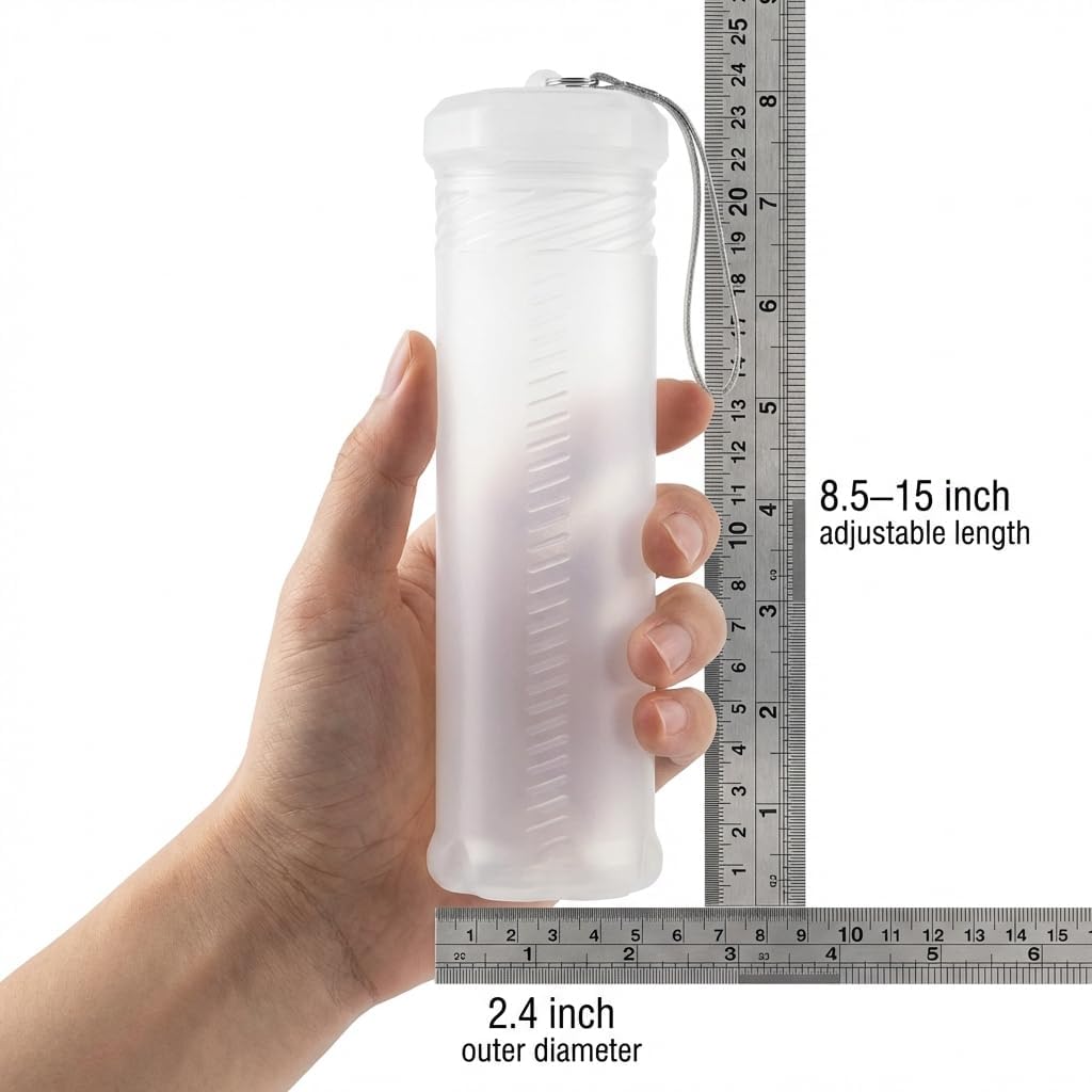 QWORK Extendable Artist Storage Tube - Durable Plastic, 2 Pack Adjustable Length 8.5" to 15", 2.4" Width, Translucent with Carrying Lanyard for Brushes, Pens & Watercolor Supplies