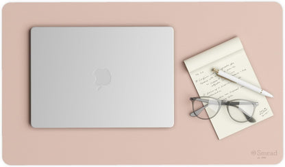 Smead Desk Pad, Vegan Leather Desk Mat with Non-Slip Faux Suede Backing, Perfect Desk Organizer for Office Decor, 31.5” x 15.7” Medium, Sandstone (64831)