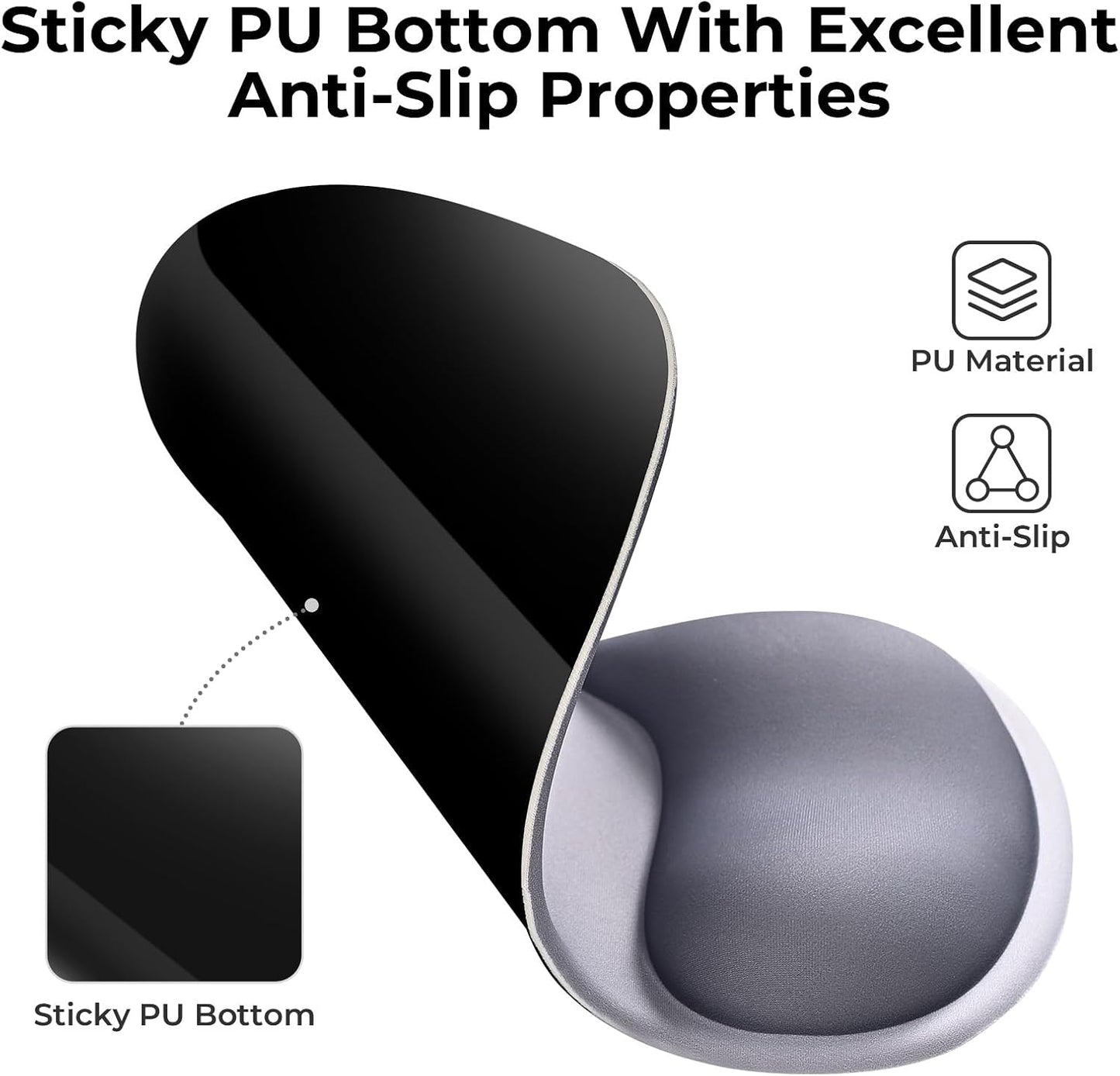 EooCoo Ergonomic Mouse Pad with Gel Wrist Rest Support, Middle Concave Design for Natural Wrist Alignment, Non-Slip Base Mousepad for Laptop, Computer, Office Desk Accessories, Carpal Tunnel Syndrome
