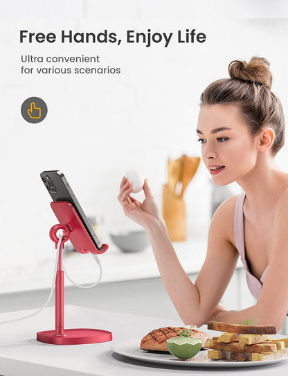 LISEN Cell Phone Stand Phone Holder for Desk Office Decor, Office Desk Accessories Women PC Gaming Essentials iPhone Stand Gadgets Men Gift for Father Fit OtterBox Case Switch iPad Air Tablet 4-10 in