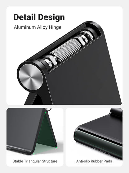 UGREEN Tablet Stand Holder Adjustable Portable Desktop Dock Office Compatible with iPad Pro 11 9.7 10.5 Air Mini 5 4 3 2 iPhone 17 16 15 14 13 12 Black