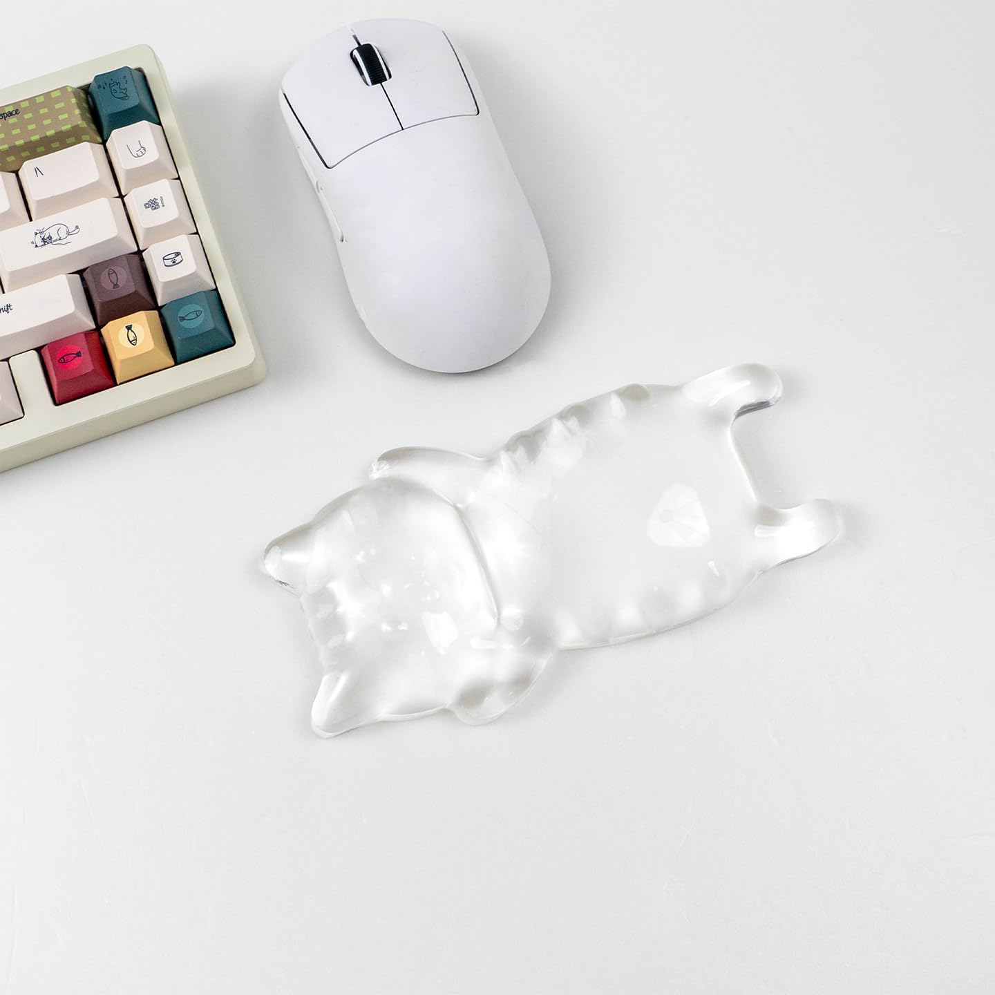 Ergonomic Gel Mouse Wrist Rest – Clear Cute Cat Mouse Wrist Rest, Comfort & Support for Typing and Gaming (Pink)