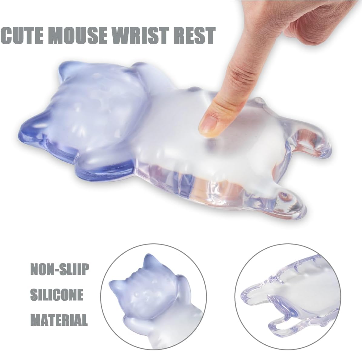 Ergonomic Gel Mouse Wrist Rest – Clear Cute Cat Mouse Wrist Rest, Comfort & Support for Typing and Gaming (Pink)