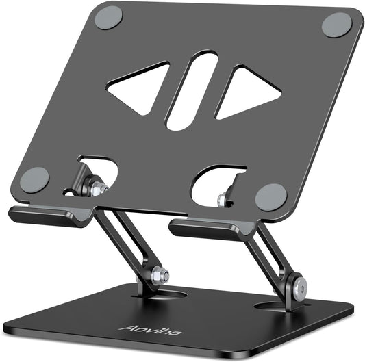 Aoviho Tablet Stand Holder for Desk, Adjustable Aluminum Desk Accessories, Stable Desktop Stand for Office Home,Compatible with iPad Pro Air Mini, Samsung Tablets, Rose Gold