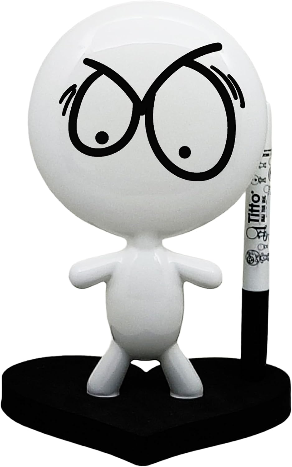 Dry Erase Board - TITTO in Love, Draw Your Ideas - Ceramic Doll - Black Office Design Desk - Coworkers Office Home Gift (Black)