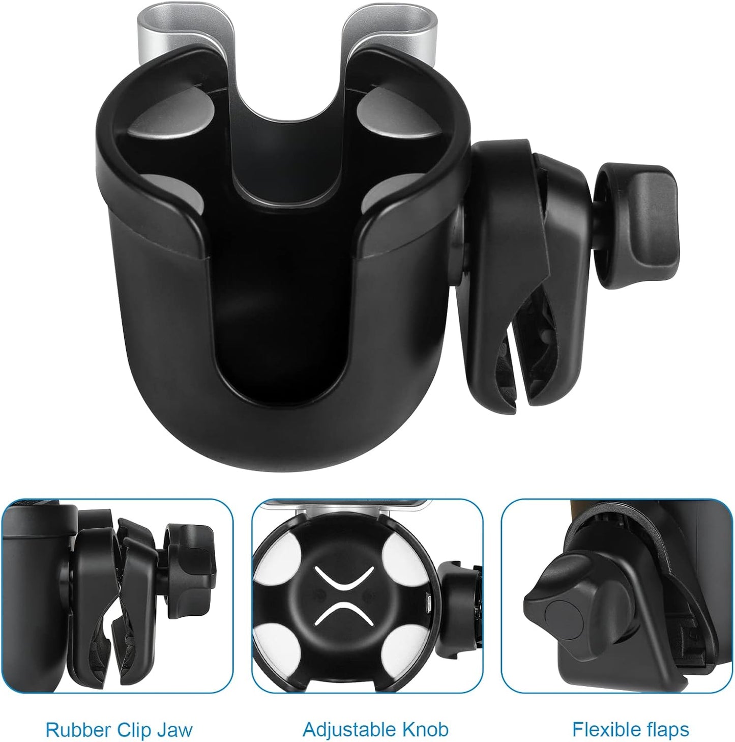 Accmor 2-in-1 Walker Cup Holder with Phone Holder, Wheelchair Cup Holder, Rollator Cup Holder, Cup Phone Holder for Walker, Wheelchair, Rollator, Mobility Scooter