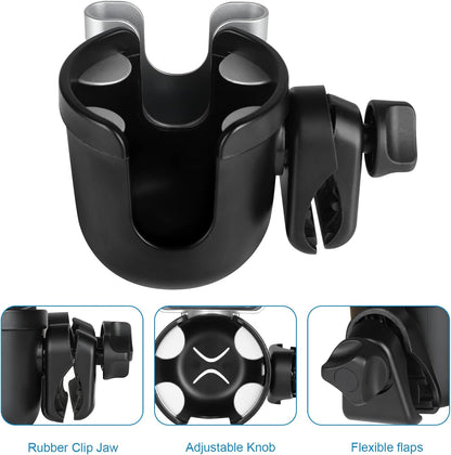 Accmor 2-in-1 Walker Cup Holder with Phone Holder, Wheelchair Cup Holder, Rollator Cup Holder, Cup Phone Holder for Walker, Wheelchair, Rollator, Mobility Scooter