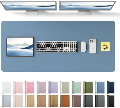 YSAGi Leather Desk Pad Protector, Office Desk Mat, Large Mouse Pad, Non-Slip PU Leather Desk Blotter, Waterproof Laptop Desk Writing Pad for Office and Home (23.6" x 13.8", Eggshell) - Colors A