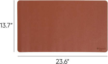 Smead Desk Pad, Vegan Leather Desk Mat with Non-Slip Faux Suede Backing, Perfect Desk Organizer for Office Decor, 31.5” x 15.7” Medium, Sandstone (64831)