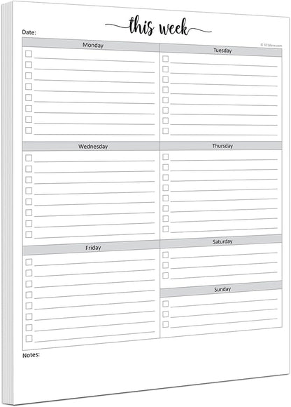 321Done Weekly Checklist Notepad - 50 Sheets (5.5" x 8.5") - This Week to Do Notepad Tear Off Planning Pad, Planner Checklist Organizing - Made in USA - Simple Script